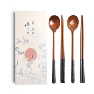 목가공방 국내 옻칠 참숯 달수저 2인 선물세트 목가공방 국내 옻칠 참숯 달수저 2인 선물세트