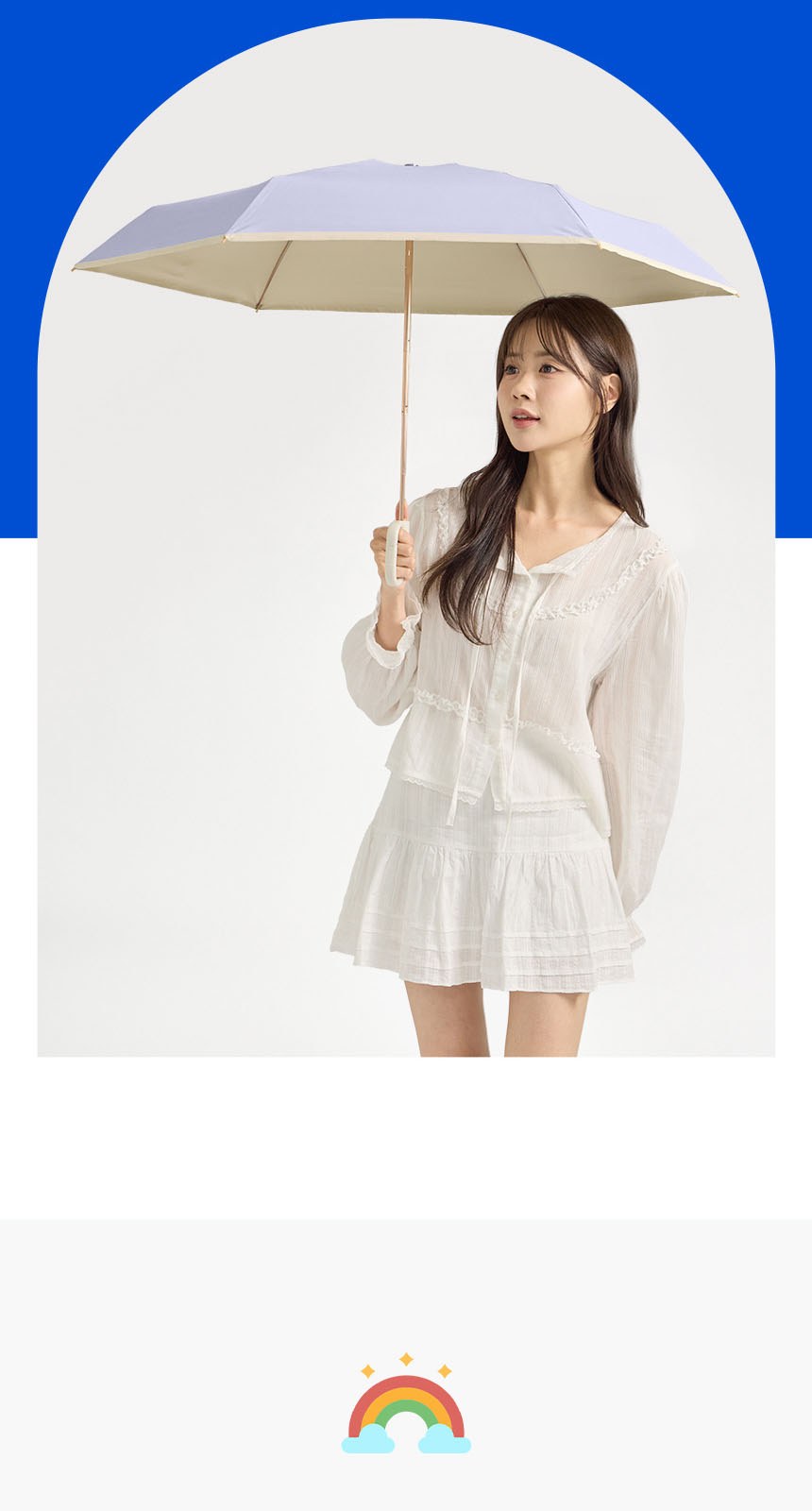 듀홈 비너그립 투톤 초경량 우양산 미니 컬러암막 5단 양우산 선물세트+플립 스트로우 탑 핸들 텀블러세트 890ml 이로나 상세 이미지