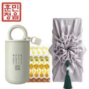 훈민정음 핸들 이중 진공 텀블러 + 허니스틱 꿀스틱 노리개 보자기포장