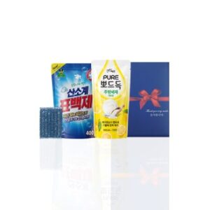 알뜰하게담은 세제세트14호(오투산소계표백제리필1P+퓨어뽀드득리필1P+수세미1P)