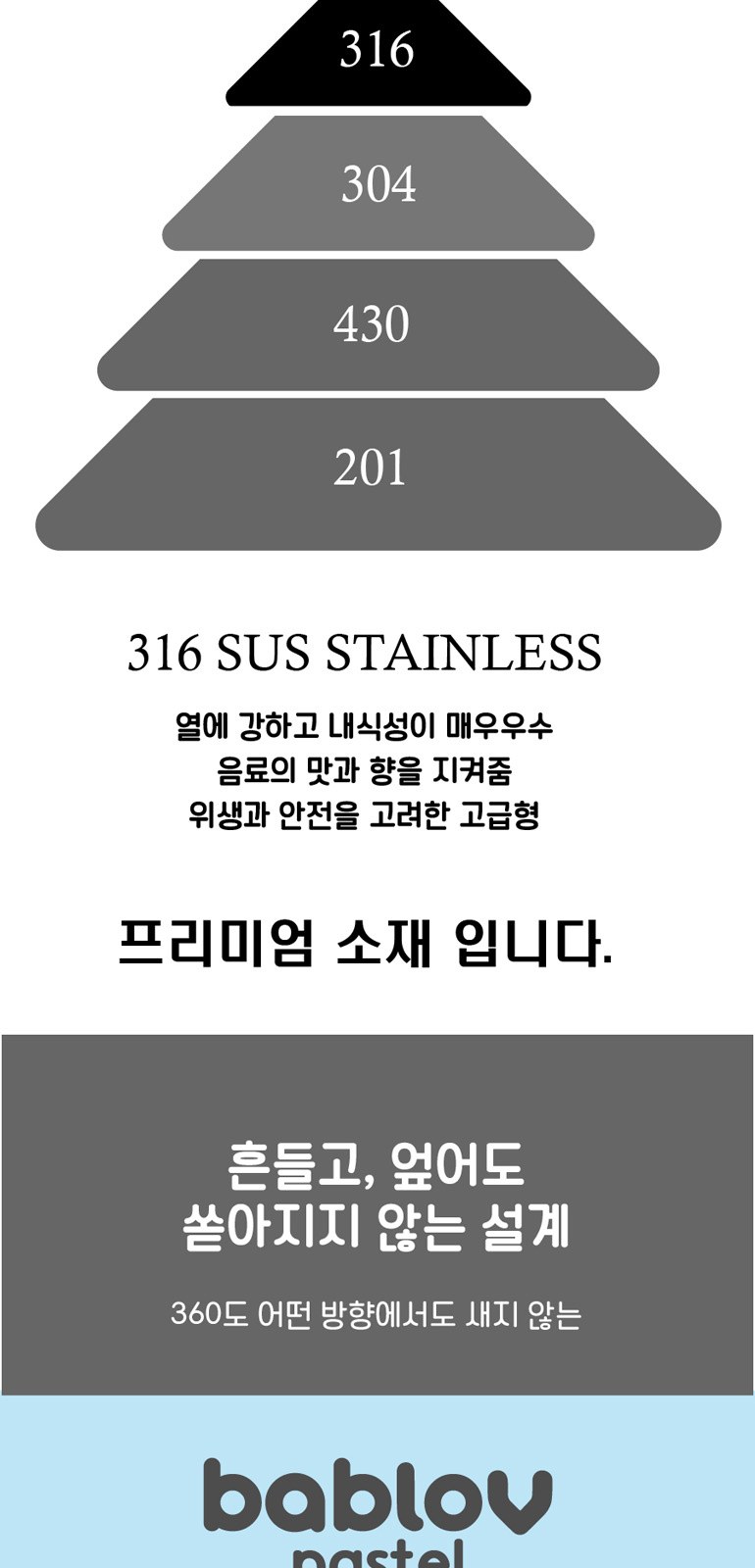 바블로브 보온보냉 대용량 스텐텀블러 트라이탄 보틀 3종 선물세트 TTB1880 상세 이미지