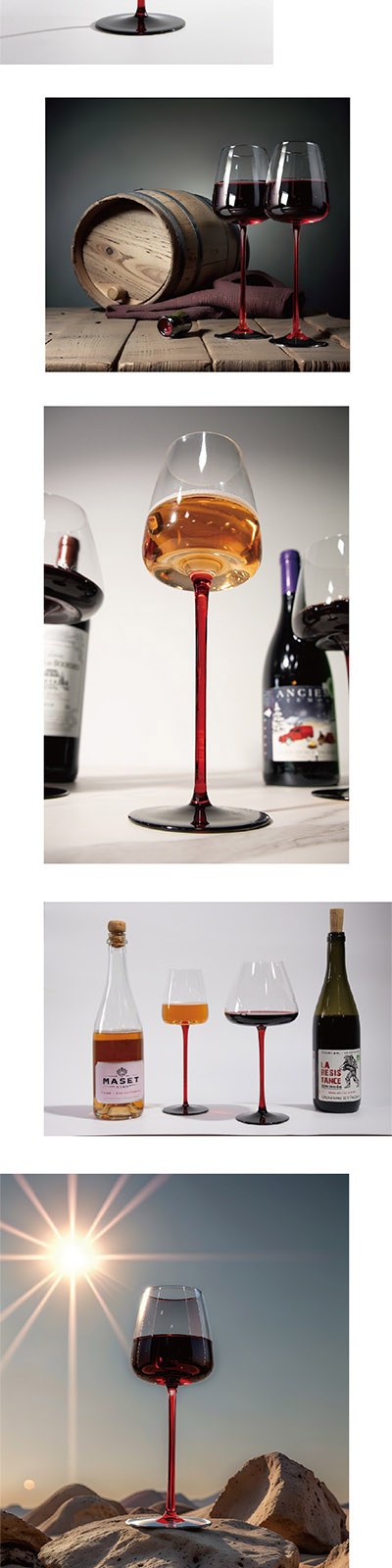 [봉인라벨] 핸드메이드 수제 레드타이 와인잔 425ml 1세트(2p) 상세 이미지
